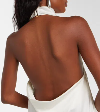 Stella Mccartney Cowl Neck Satin Halter Top In White
