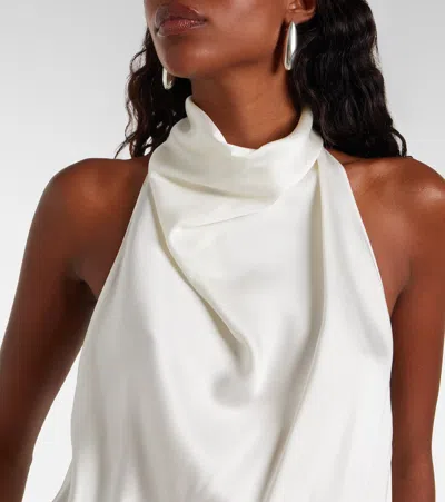 Stella Mccartney Cowl Neck Satin Halter Top In White