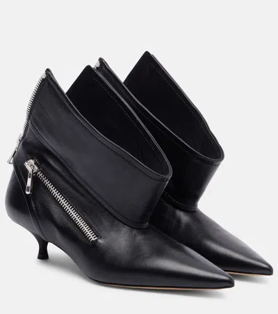 Jw Anderson J. W. Anderson Black Leather Biker Kitten Heel Ankle Boot In Black
