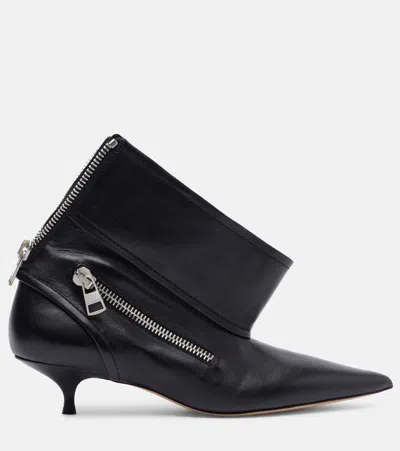 Jw Anderson J. W. Anderson Black Leather Biker Kitten Heel Ankle Boot In Black
