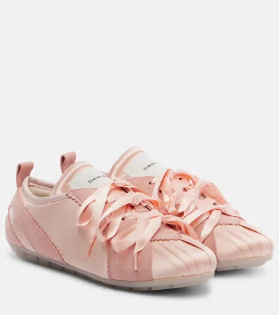Simone Rocha Ballerina Grip Satin And Suede Sneakers In Pink