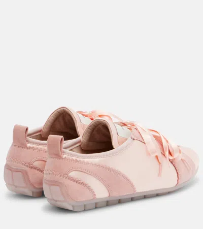 Simone Rocha Ballerina Grip Satin And Suede Sneakers In Pink