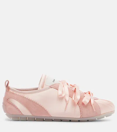 Simone Rocha Ballerina Grip Satin And Suede Sneakers In Pink