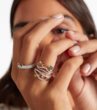 Yvonne Léon La Plage And Sous L'eau Set Of 2 9kt Gold Rings With Gemstones In Gold