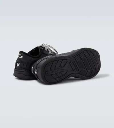 Balenciaga Hamptons Worn-out Low-top Leather Sneakers In Black