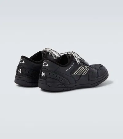 Balenciaga Hamptons Worn-out Low-top Leather Sneakers In Black