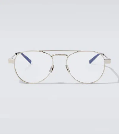 Saint Laurent Sl 808 Opt Aviator Glasses In Metallic