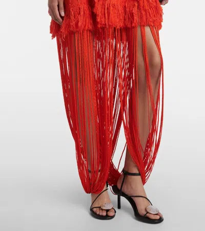 Xu Zhi Fringed Open-back Maxi Dress In Red