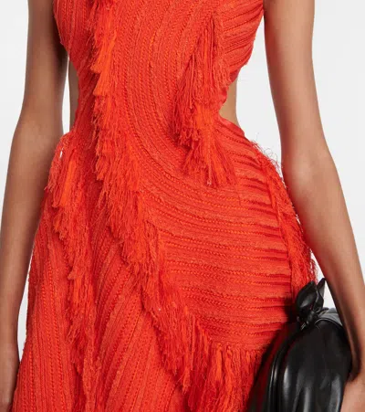 Xu Zhi Fringed Open-back Maxi Dress In Red
