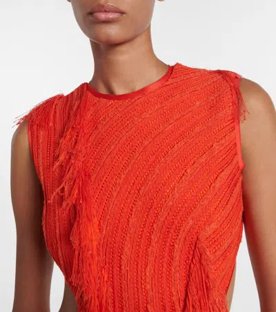 Xu Zhi Fringed Open-back Maxi Dress In Red