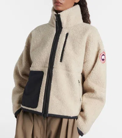 Canada Goose Womens Light Tan-tan Clair Simcoe Fleece Wool-blend Jacket Xs In White