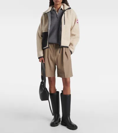 Canada Goose Womens Light Tan-tan Clair Simcoe Fleece Wool-blend Jacket Xs In White