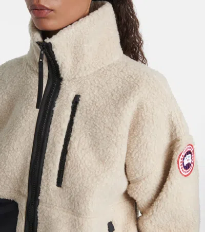 Canada Goose Womens Light Tan-tan Clair Simcoe Fleece Wool-blend Jacket Xs In White