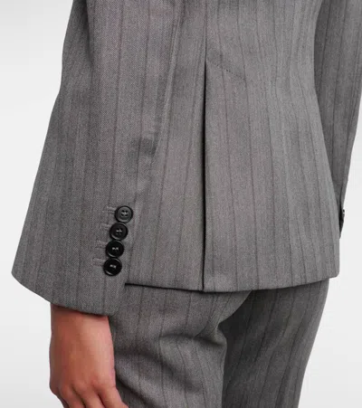 Alexander Mcqueen Herringbone Striped Single-breasted Blazer Jacket In Gray