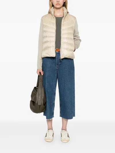 Moncler Down-paneled Virgin Wool Cardigan In Neutral