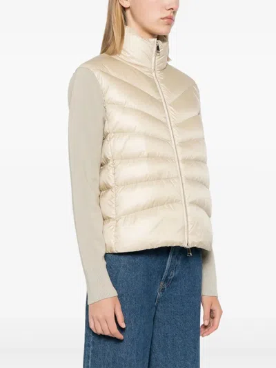 Moncler Down-paneled Virgin Wool Cardigan In Neutral