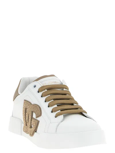 Dolce & Gabbana Portofino Light Strobel Leather Low-top Sneakers In White