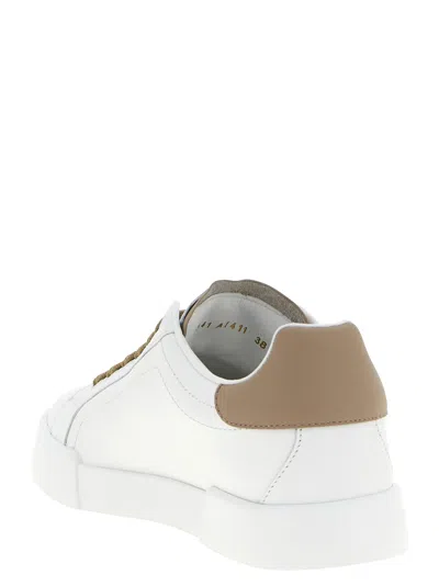 Dolce & Gabbana Portofino Light Strobel Leather Low-top Sneakers In White