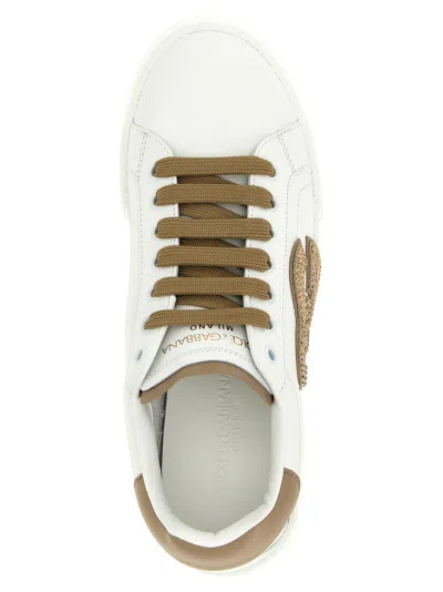 Dolce & Gabbana Portofino Light Strobel Leather Low-top Sneakers In White