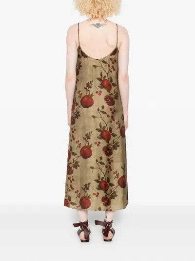 Uma Wang Pomegranate Print Slip Style Midi Dress In Multi