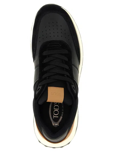 Tod's Leather And Technical Fabric Sneakers In Black