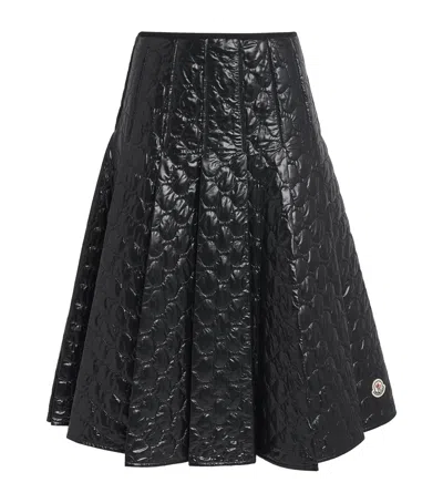 Moncler Black Padded Midi Skirt In Black
