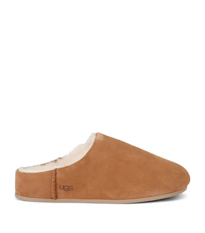 Ugg Slip-on Sandals With Smooth Suede Exterior In Brown