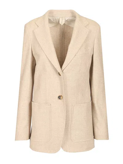 Max Mara Slim Fit Shetland Single-breasted Blazer In Nude