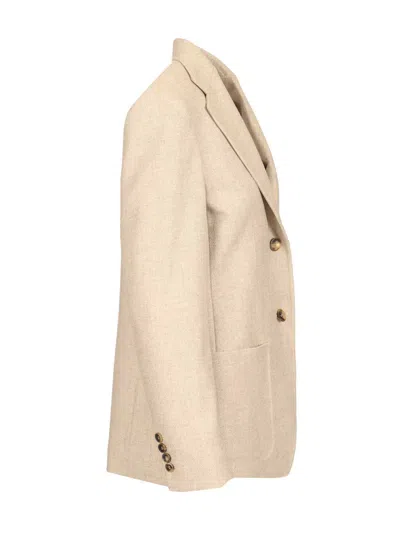 Max Mara Slim Fit Shetland Single-breasted Blazer In Nude