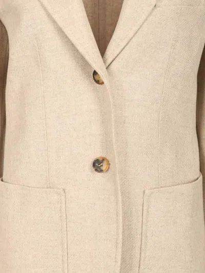 Max Mara Slim Fit Shetland Single-breasted Blazer In Nude