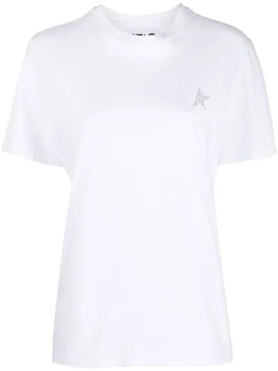 Golden Goose Star Collection T-shirt With Glittered Star On The Front In Gray