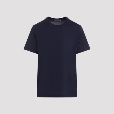 Ralph Lauren X Purple Label Plain Deep Blue Crew Neck T-shirt In Blue