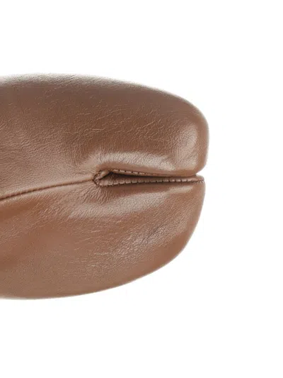 Maison Margiela Tabi High Heels Ankle Boots In Brown Leather