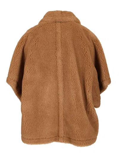 Max Mara Teddy Fabric Cape Scarves And Foulards Beige In Brown