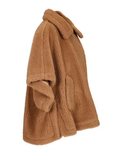 Max Mara Teddy Fabric Cape Scarves And Foulards Beige In Brown