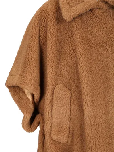 Max Mara Teddy Fabric Cape Scarves And Foulards Beige In Brown