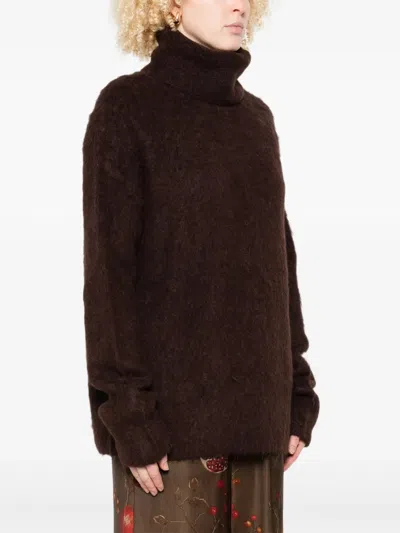 Uma Wang Brown Stretch Alpaca Blend Sweater