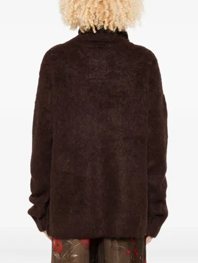 Uma Wang Brown Stretch Alpaca Blend Sweater