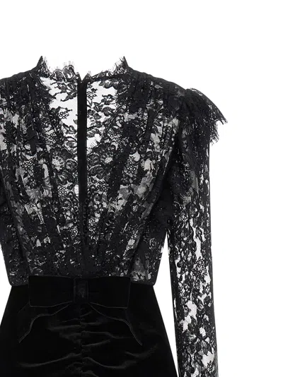 Alessandra Rich Women Velvet And Lace Dress In Black