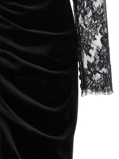 Alessandra Rich Women Velvet And Lace Dress In Black