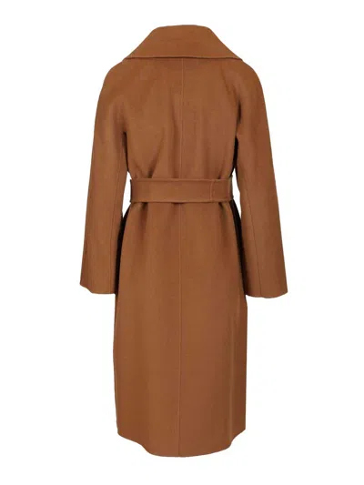 Max Mara Belt Coat In Brown