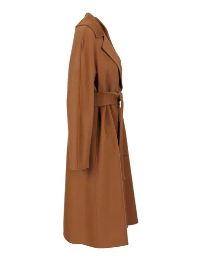 Max Mara Belt Coat In Brown