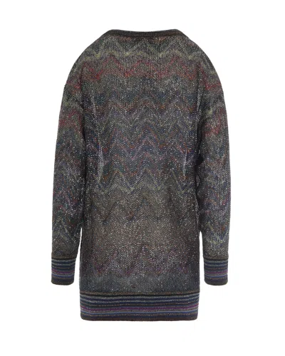 Missoni Oversized V-neck Cardigan With Zigzag Pattern In Black