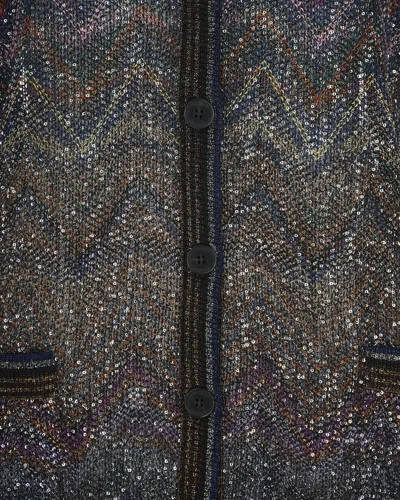 Missoni Oversized V-neck Cardigan With Zigzag Pattern In Black