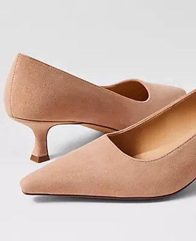 Ann Taylor Suede Nip Toe Kitten Heel Pumps