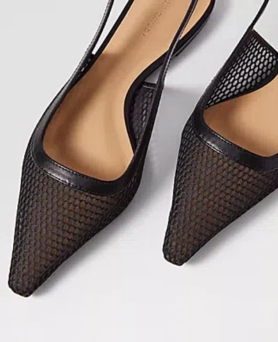 Ann Taylor Mesh Nip Toe Slingback Flats In Black