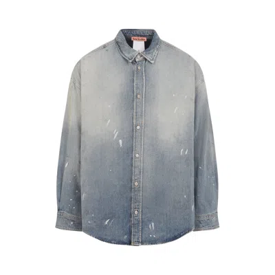 Acne Studios Distressed Denim Shirt In Blue