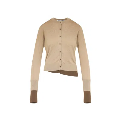 Acne Studios Silky Wool Cardigan Sweater Sand Beige In Neutral