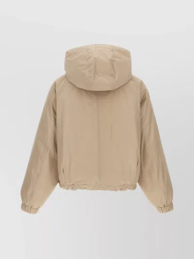 Brunello Cucinelli Hooded Down Jacket Featuring Front Pockets In Brown