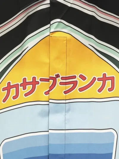 Casablanca Mountain Graphic Silk Shirt With Elastic Waistband In Black